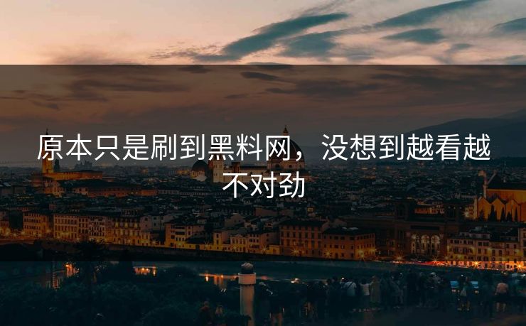 原本只是刷到黑料网，没想到越看越不对劲