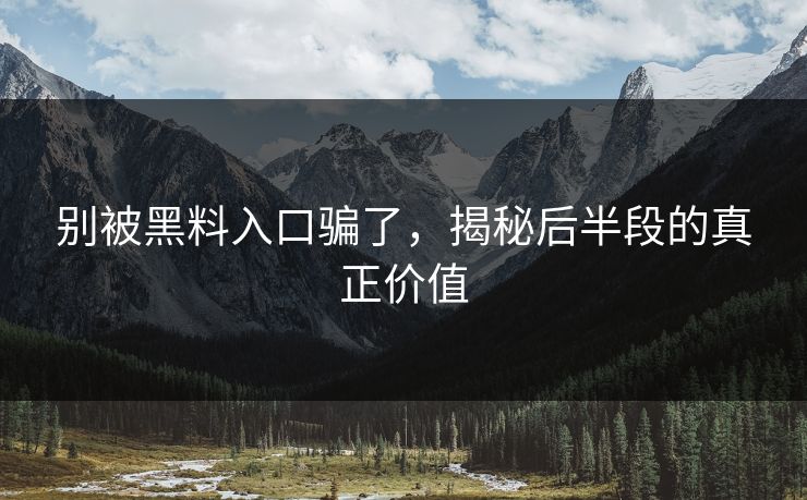 别被黑料入口骗了，揭秘后半段的真正价值