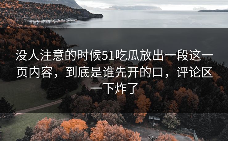 没人注意的时候51吃瓜放出一段这一页内容，到底是谁先开的口，评论区一下炸了