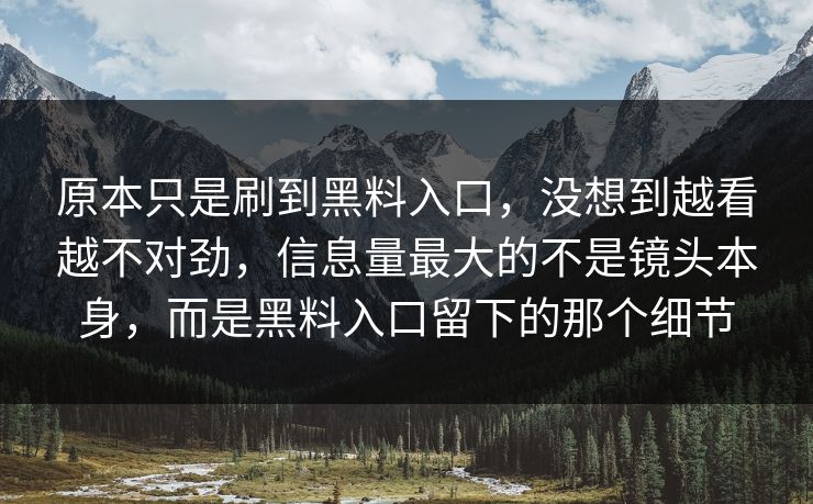 原本只是刷到黑料入口，没想到越看越不对劲，信息量最大的不是镜头本身，而是黑料入口留下的那个细节