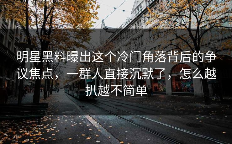 明星黑料曝出这个冷门角落背后的争议焦点，一群人直接沉默了，怎么越扒越不简单