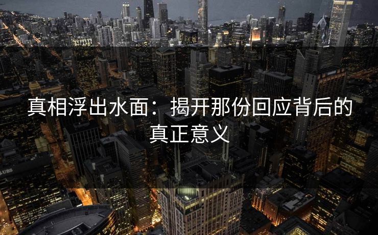 真相浮出水面：揭开那份回应背后的真正意义