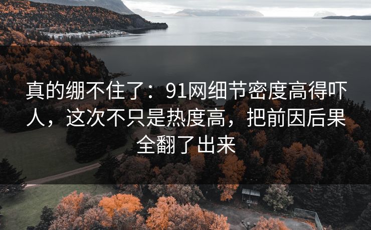 真的绷不住了：91网细节密度高得吓人，这次不只是热度高，把前因后果全翻了出来